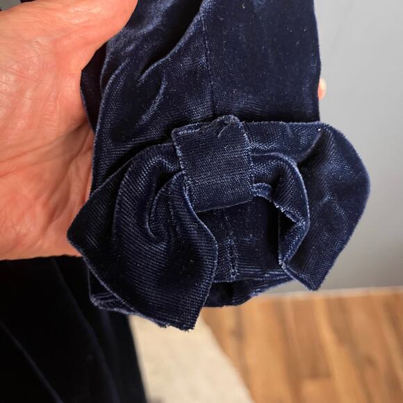 Talbots Vintage Blue Velvet Midi Dress 6 Puffed Sleeves Renaissance Regal - Picture 3 of 6